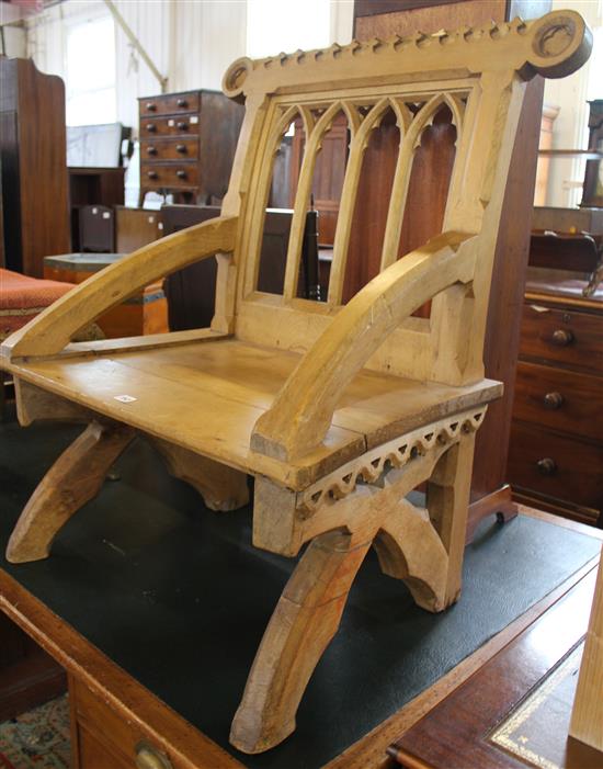 Gothic pine elbow chair